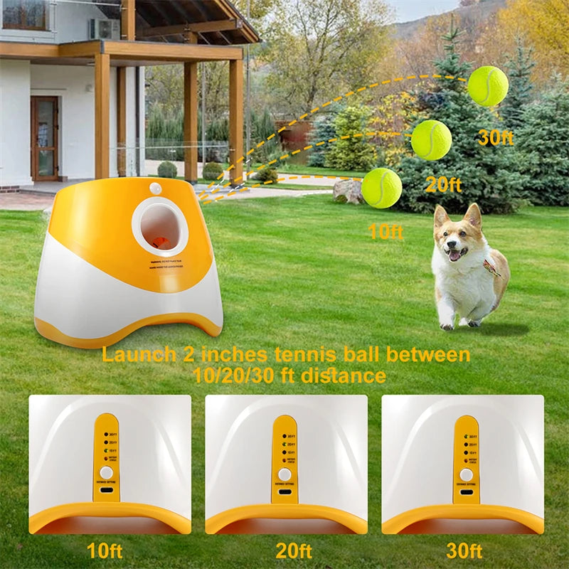 Automatic Dog Tennis Ball Launcher - Rechargeable, Interactive