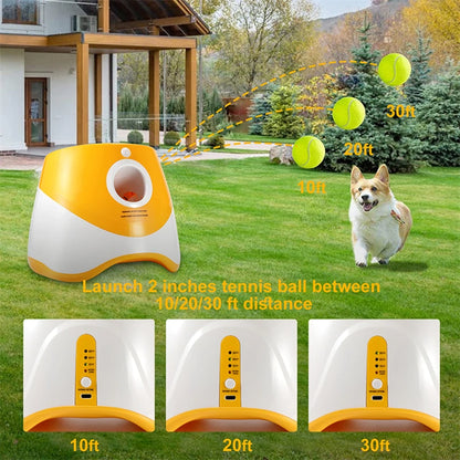 Automatic Dog Tennis Ball Launcher - Rechargeable, Interactive