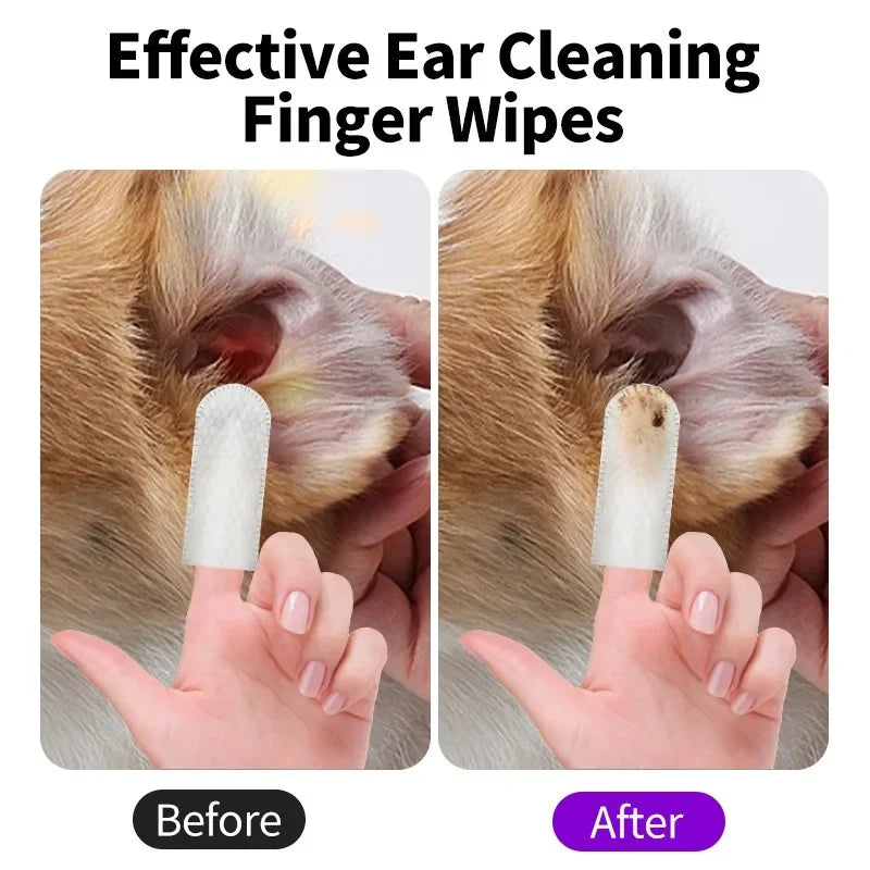 Pet Ear Cleaning Wipes, Ear Mite Removal for Cats and Dogs, 50pcs