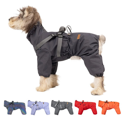 Dog Raincoat with Harness, Adjustable Reflective Raincoat for Small Dogs