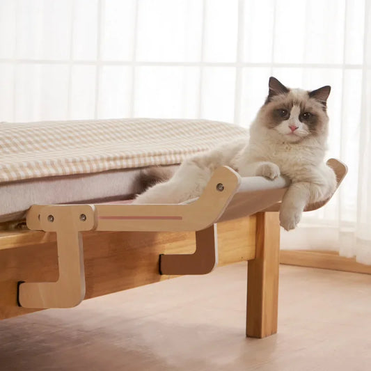 Sturdy Window Bed with Wood Frame and Canvas for Cats