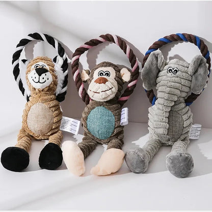 Squeaky Plush Animal Toys for Dogs, Bite-Resistant Chew Toys for Clean Teeth