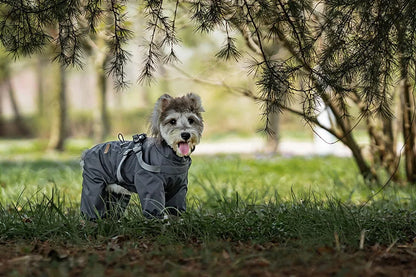 Dog Raincoat with Harness, Adjustable Reflective Raincoat for Small Dogs