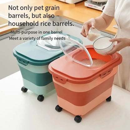 Foldable Pet Food Storage Container, Airtight Dry Food Box for Cats and Dogs