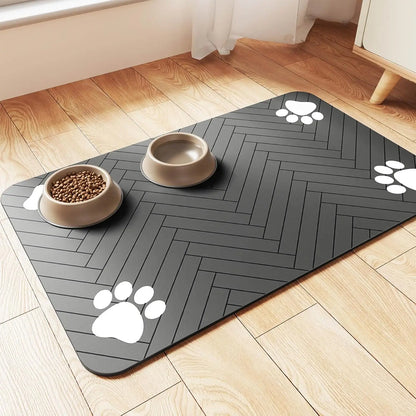 Absorbent Pet Feeding Mat, Waterproof Rubber-Backed Placemat for Food and Water Bowls