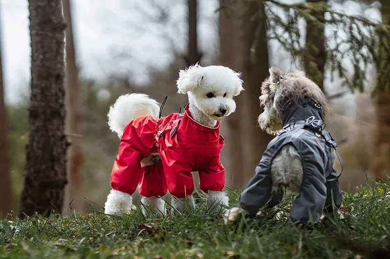 Dog Raincoat with Harness, Adjustable Reflective Raincoat for Small Dogs