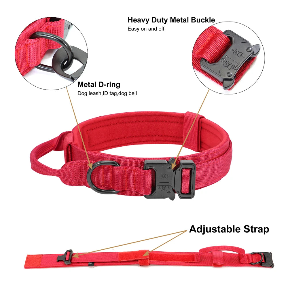 Durable Military Tactical Dog Collar and Nylon Leash Set for Training