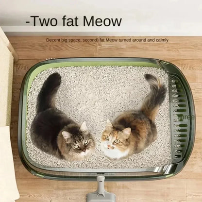 Open Litter Box with High Sides, Includes Scoop