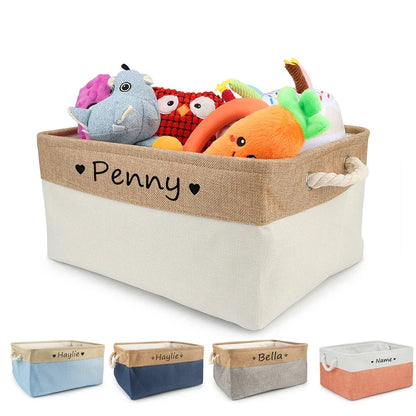 Customizable Pet Toy Basket, Personalized Storage Box for Pet Clothes and Accessories