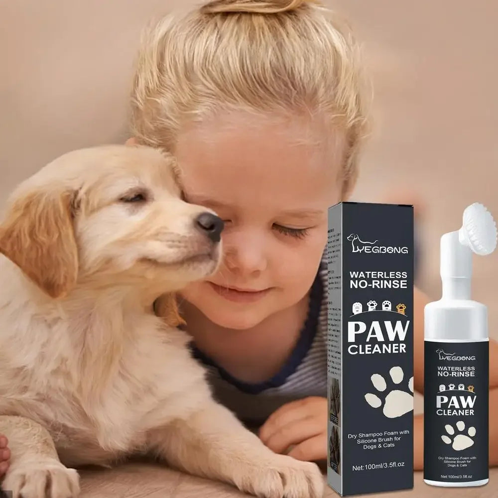 Dog Paw Foam Cleaner, Waterless Pet Shampoo with Brush, No Rinse, 100ml