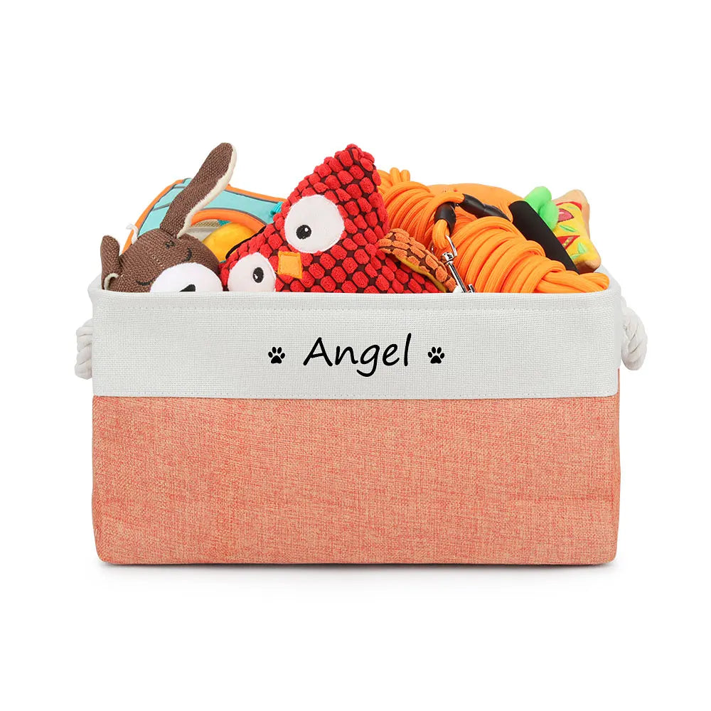 Customizable Pet Toy Basket, Personalized Storage Box for Pet Clothes and Accessories