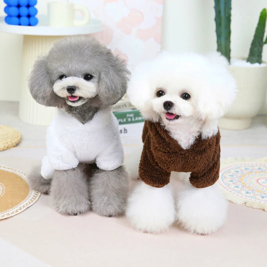 Kawaii Bear Trim Dog Onesie, Warm Fleece Pajamas for Small Dogs