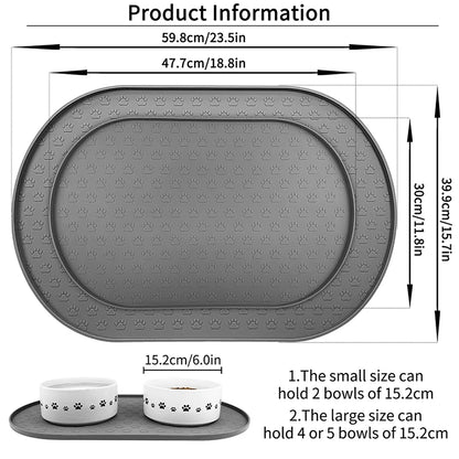 Round Non-Slip Silicone Pet Food Mat, Easy-to-Clean Feeding Mat for Dogs and Cats