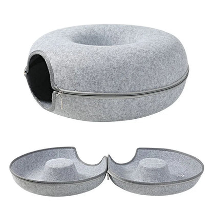 Interactive Donut Tunnel Bed for Cats