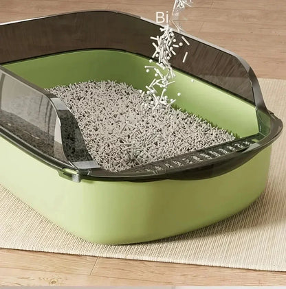 Open Litter Box with High Sides, Includes Scoop