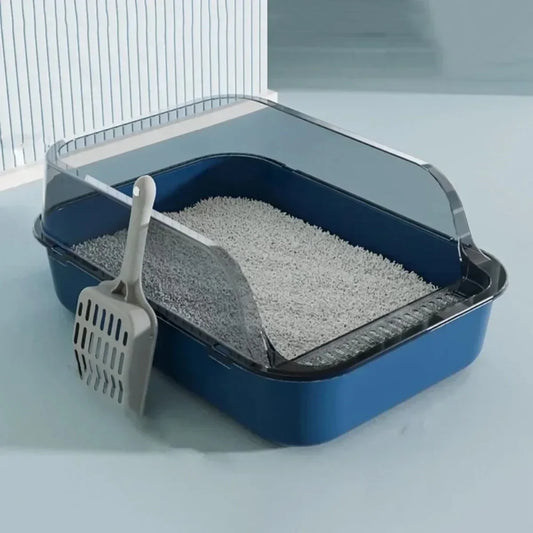 Open Litter Box with High Sides, Includes Scoop