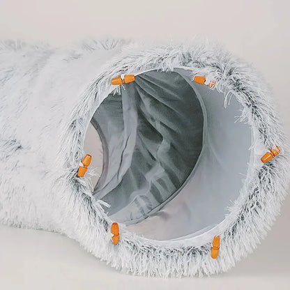 Plush Cat Bed with Tunnel, Donut Design