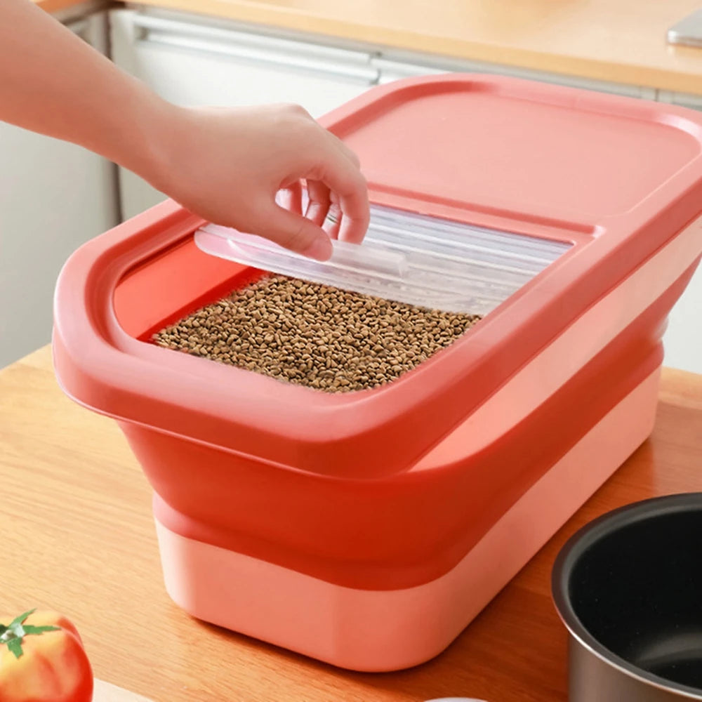 Foldable Pet Food Storage Container, Airtight Dry Food Box for Cats and Dogs