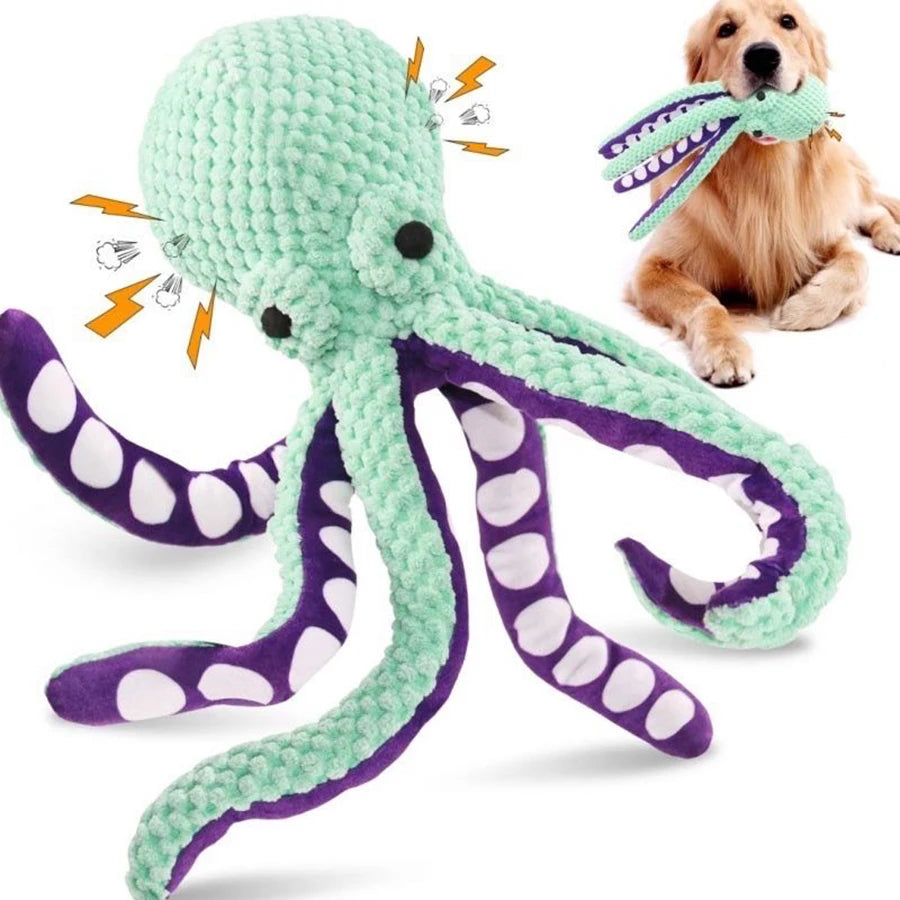 Plush Octopus Dog Toy, Interactive Sound Toy for Small and Large Dogs