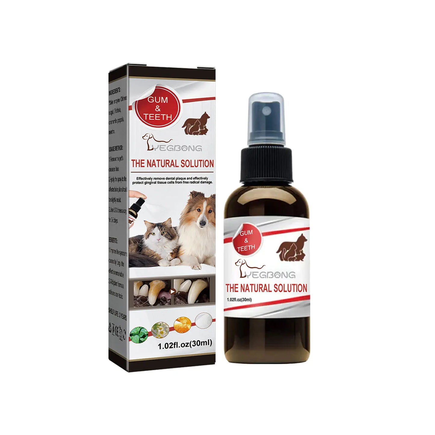 Pet Dental Cleaning Spray, Deodorizing Breath Freshener for Cats and Dogs, 30ml