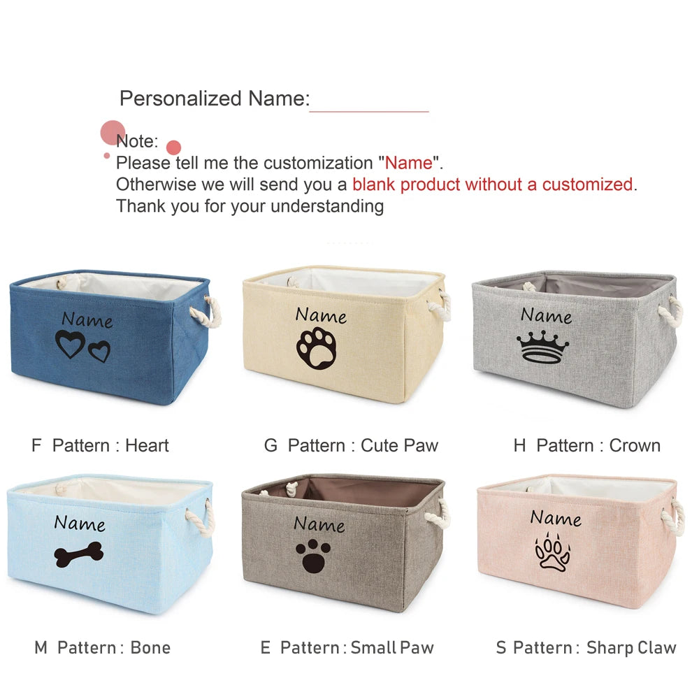 Dog Paw Toy Basket, Personalized Pet Storage Box for Cat and Dog Toys