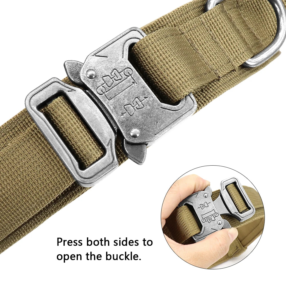 Durable Military Tactical Dog Collar and Nylon Leash Set for Training