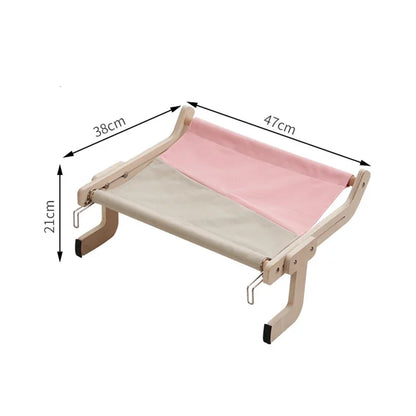 Sturdy Window Bed with Wood Frame and Canvas for Cats