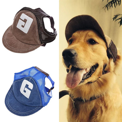 Adjustable Dog Baseball Cap with Ear Holes – Sun Protection for Small to Large Dogs