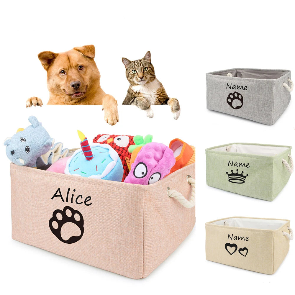 Dog Paw Toy Basket, Personalized Pet Storage Box for Cat and Dog Toys