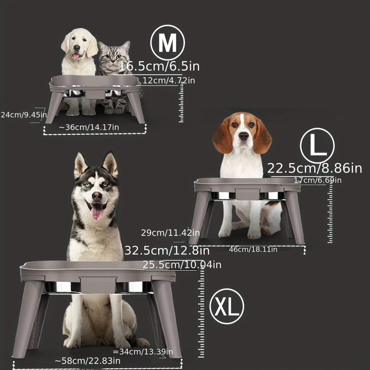 Elevated Dog Bowls - Adjustable Feeding Stand for Small, Medium, and Large Dogs