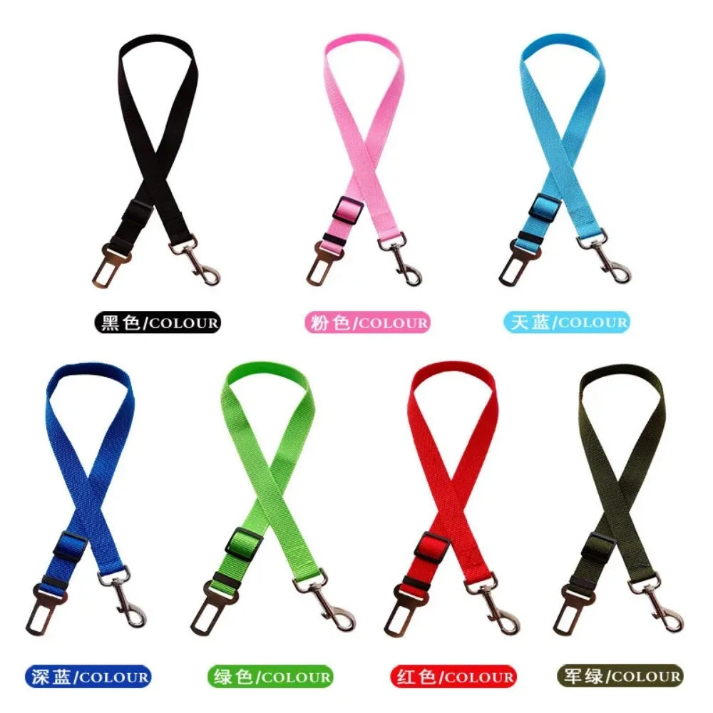 Adjustable Pet Car Seat Belt - Dog Harness Lead Clip for Safety in Vehicles