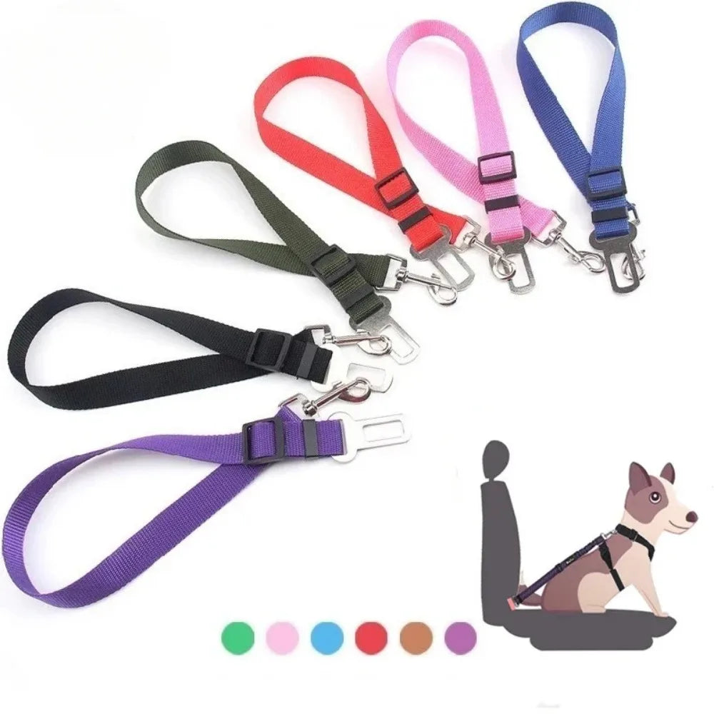 Adjustable Pet Car Seat Belt - Dog Harness Lead Clip for Safety in Vehicles