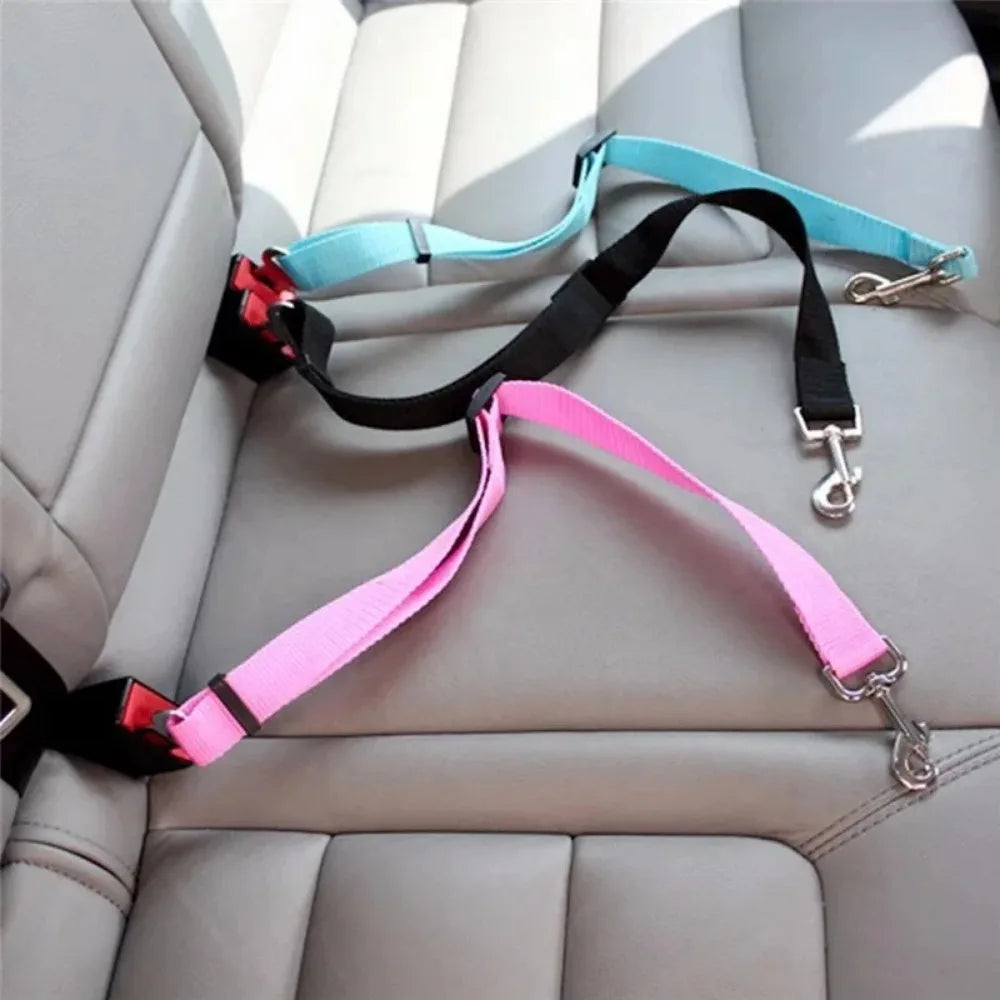 Adjustable Pet Car Seat Belt - Dog Harness Lead Clip for Safety in Vehicles