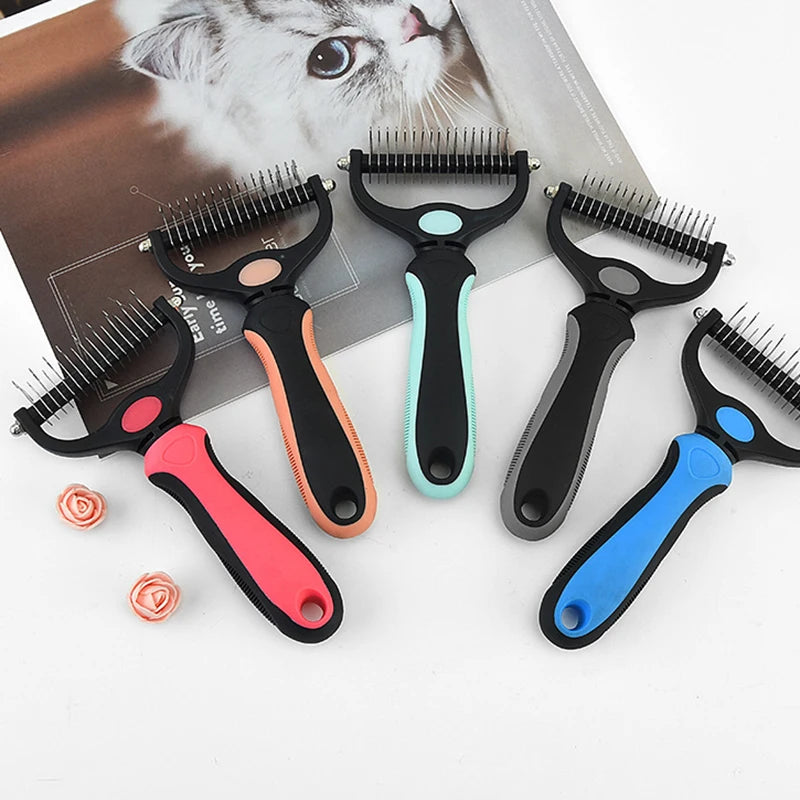 Professional Pet Deshedding Brush - Hair Remover and Knot Cutter for Dogs and Cats