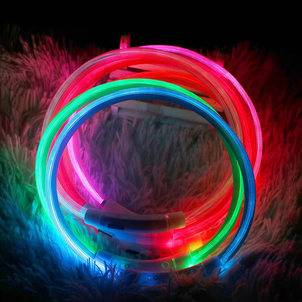 LED Dog Collar - Luminous USB Rechargeable Collar with 3 Modes for Dogs and Cats